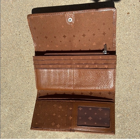 EUC! Vintage Fossil Brown Leather Long Key hole Wallet - Picture 4 of 9